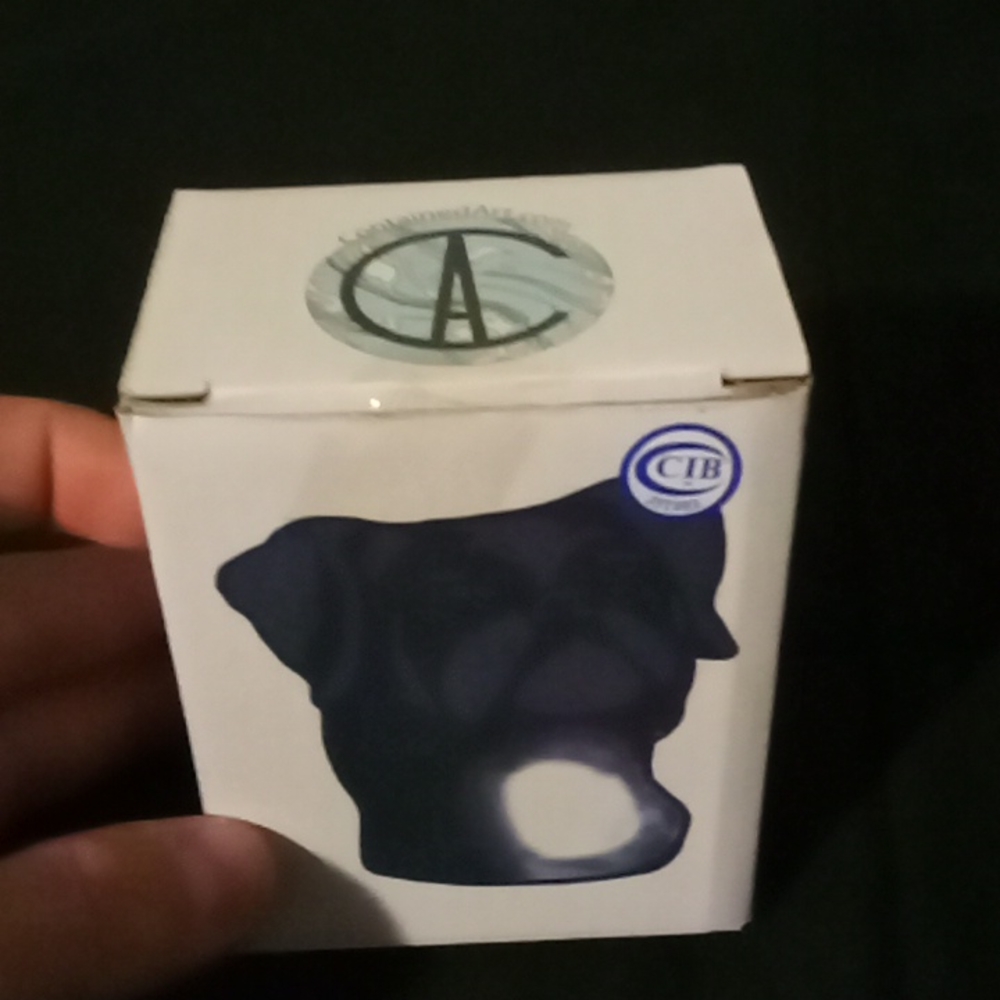 Very beautiful black boxer 50 ml ceramic airtight container brand new in box